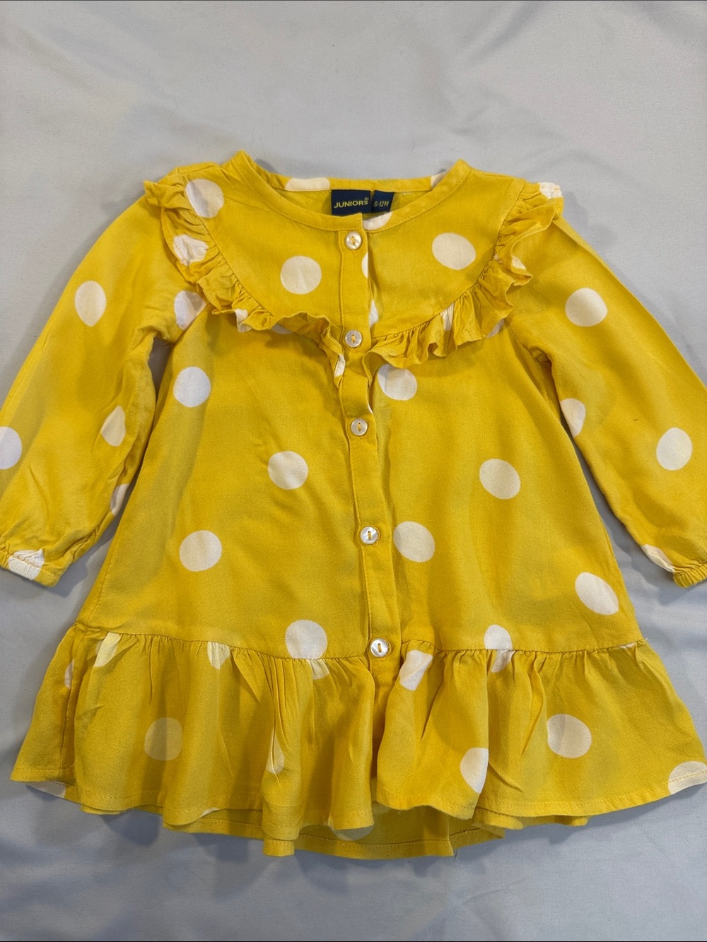 Junior's Club 100% Viscose Yellow Polka Dot Ruffle Dress for Kids